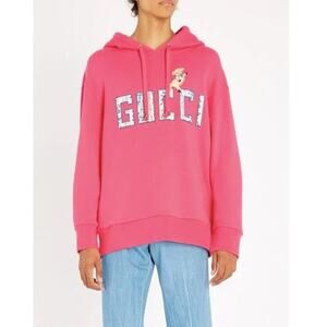 Mens Gucci Pink Piglet Three Little Pigs Embroidered Long Sleeve Hoodie Size XXL